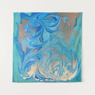 Tapiz Textura líquida azul y dorada