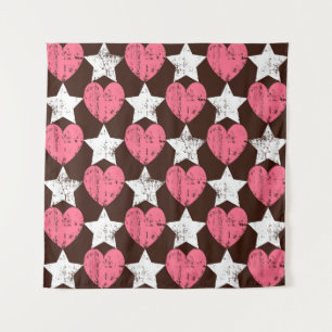 Tapiz Textura Retro Threadbare Hearts Stars