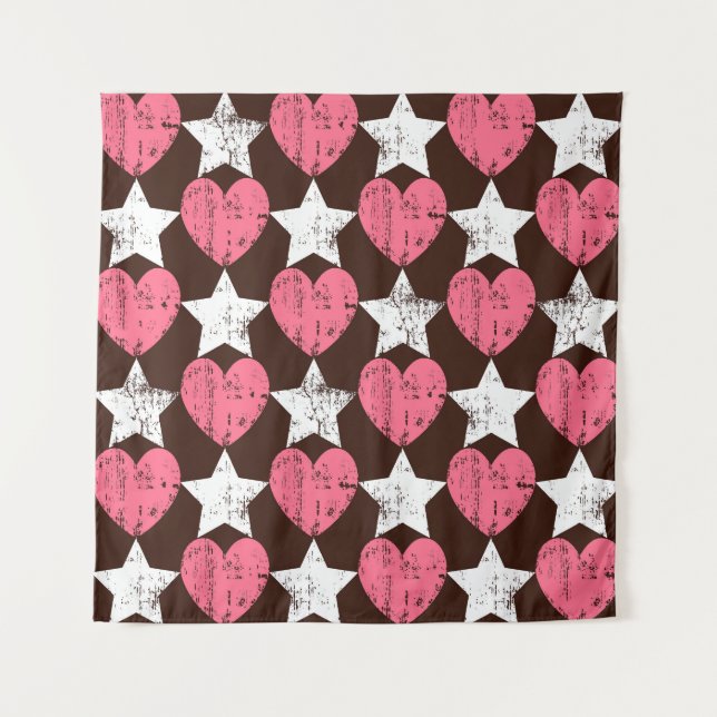 Tapiz Textura Retro Threadbare Hearts Stars (Anverso)