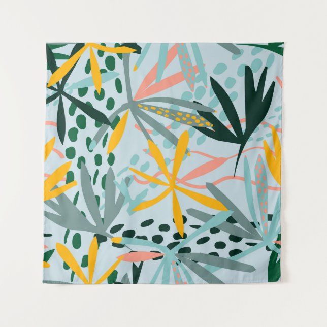 Tapiz Textura sin costura tropical con hojas de palma, r (Anverso)