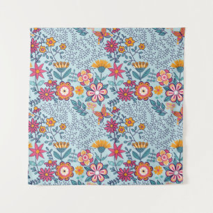 Tapiz Textura sin foco con flores y mariposas. Fin