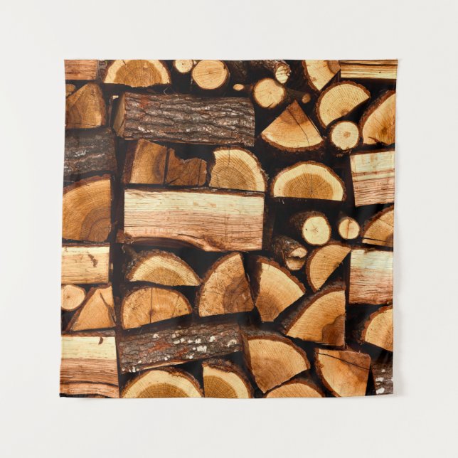 Tapiz Texture. Pile of chopped fire wood stored, winterw (Anverso)