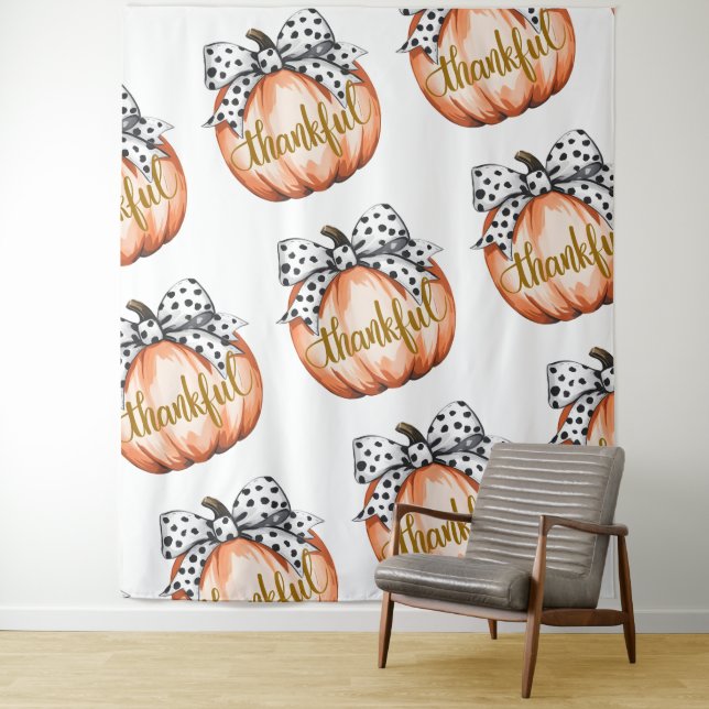 Tapiz Thankful Pumpkin with Polka Dot Bow (In situ)