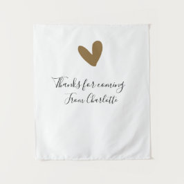 Tapiz thanks for coming add name text message gold heart