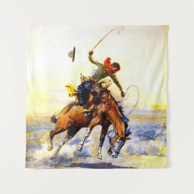 Tapiz “The Bucker” Arte Occidental de Charles M Russell (Anverso)
