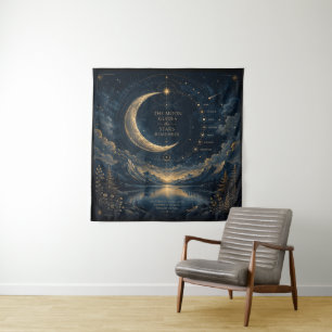 Tapiz The Moon Guides   Arte Celestial de Luna y Estrell