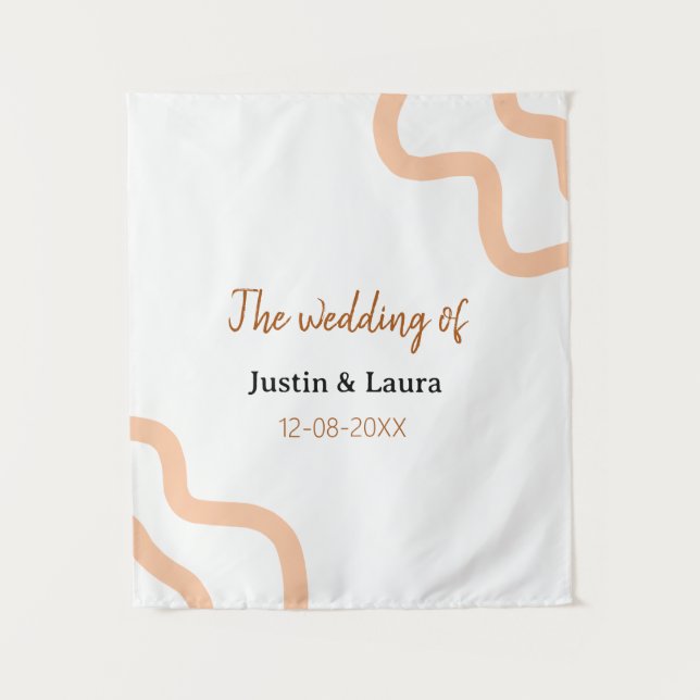 Tapiz The wedding of add bride groom name date peach (Anverso)