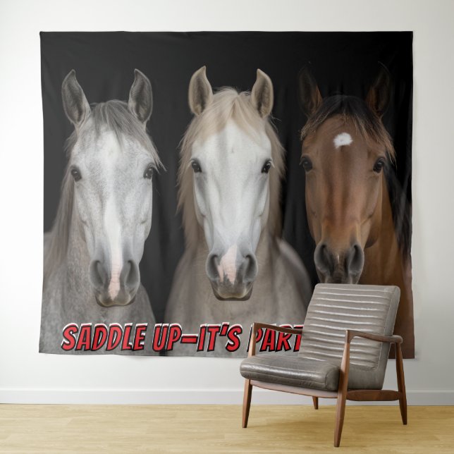 Tapiz Three Horses Party Time Photo Backdrop  (In situ (horizontal))