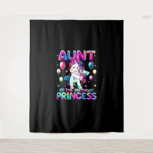 Tapiz Tía de la niña princesa de cumpleaños haciendo flu