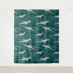 Tapiz Tiburones, marinos, marinos, peces, depredadores,