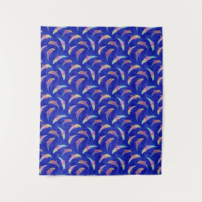 Tapiz Tie Dye Marine Animals Dolphins Marlins (Anverso)