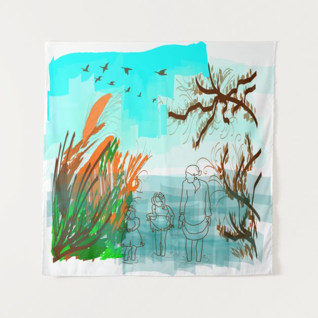 Tapiz Tiempos divertidos con la vista al aire libre cont (Anverso)