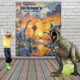 Tapiz Tierras de dinosaurio prehistórico cumpleaños colg