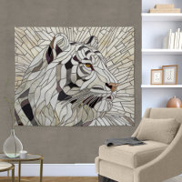 Tigre blanco - Arte digital de mosaico de vidrio m