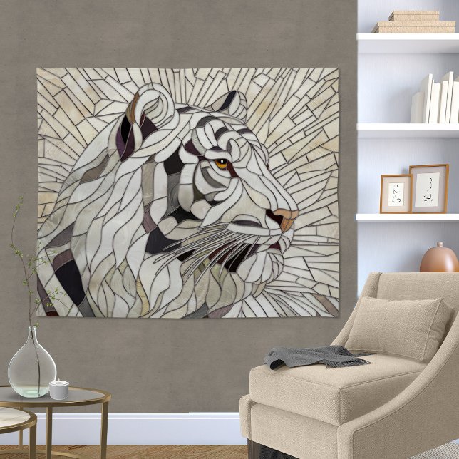 Tapiz Tigre blanco - Arte digital de mosaico de vidrio m (Subido por el creador)
