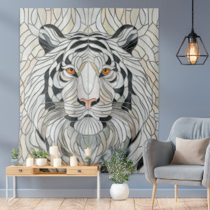 Tapiz Tigre blanco - Arte digital de mosaico de vidrio m