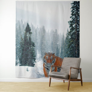 Tapiz tigre en la nieve