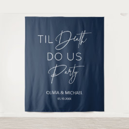 Tapiz Til death do us party wedding navy backdrop 