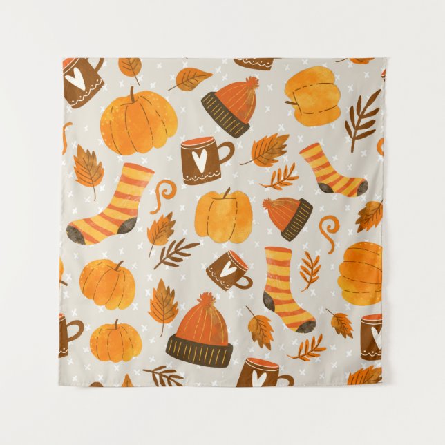 Tapiz Tile De Patrón Sin Maravillas Tema De Otoño (Anverso)