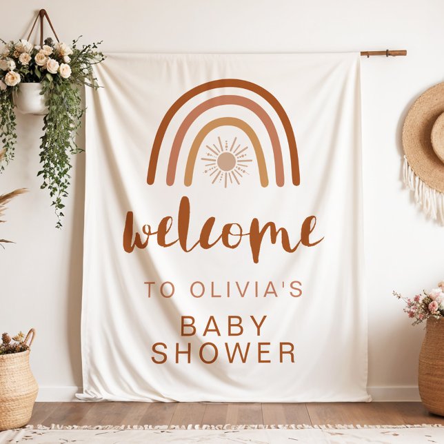 Tapiz TINLEY Boho Terracotta Rainbow Sun Baby Shower (Subido por el creador)
