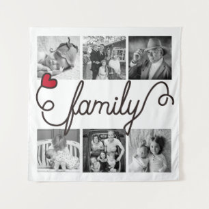 Tapiz Tipografía de Familia Arte Corazón Rojo Fotos de I