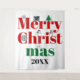 Tapiz Tipografía navideña y elementos vintage