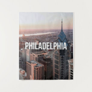 Tapiz Tipografía Vista Aérea del Horizonte de Filadelfia