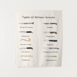 Tapiz Tipos de cuchillos italianos - Ilustrados