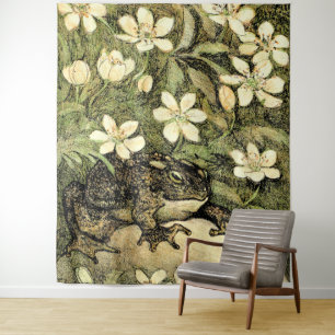 Tapiz Toad y dogwood de estilo Art Nouveau holandeses