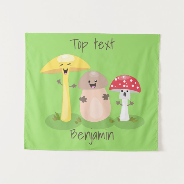 Tapiz Toadstool de hongos de hongo de kawaii (Anverso (horizontal))