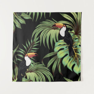 Tapiz Tocan tropical vintage, hojas de palmera, costurer