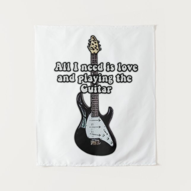 Tapiz Todo lo que necesito es amor y tocar la guitarra. (Anverso)