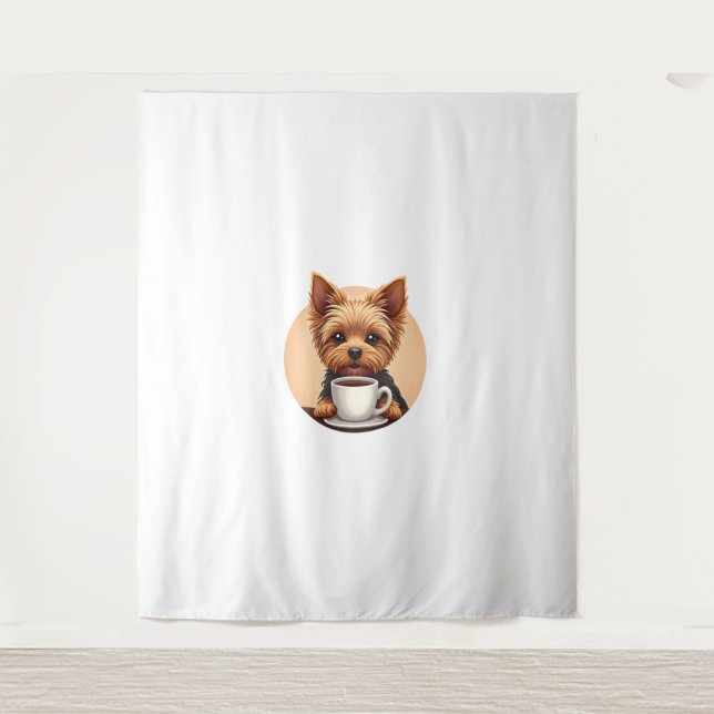 Tapiz Todo lo que necesito es café y yorkie (Anverso)