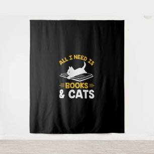 Tapiz Todo Lo Que Necesito Son Libros Y Gatos
