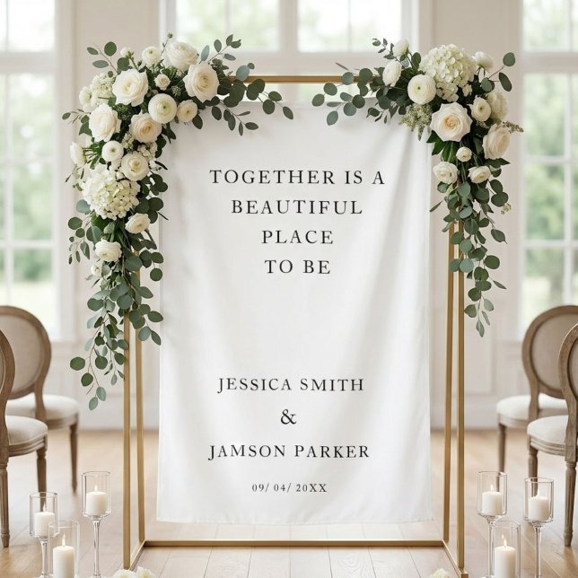 Tapiz Together beautiful place to b Wedding Welcome Sign (Subido por el creador)