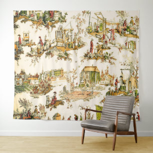 Tapiz Toile Creme Francés Chinoiserie Estilo Rústico