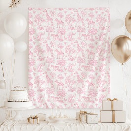 Tapiz Toile de Jouy Safari con ducha de bebé rosa