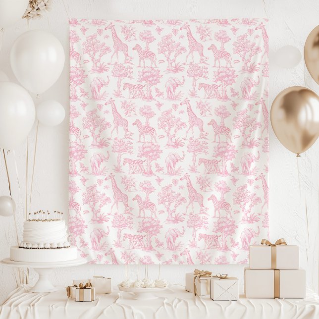 Tapiz Toile de Jouy Safari con ducha de bebé rosa (Subido por el creador)