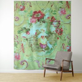 Tapiz Toile victoriano antiguo Rococo Estilo Sage Verde