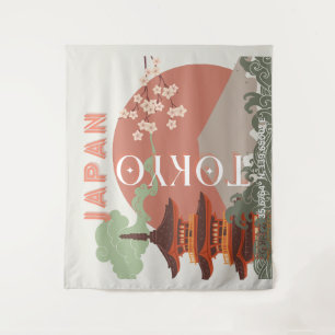 Tapiz Tokio Japón: Arte de viajes, arte de viajes retro