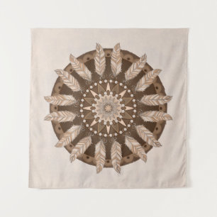 Tapiz Tonos de tierra marrón Feather Mandala