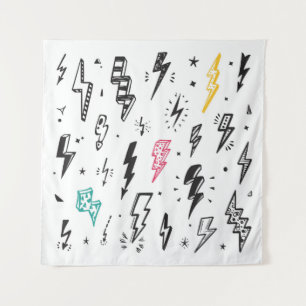 Tapiz Tornillos relámpagos, conjunto de doodles dibujado
