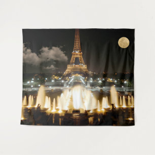 Tapiz Torre Eiffel de noche.