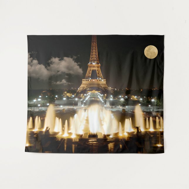 Tapiz Torre Eiffel de noche. (Anverso (horizontal))