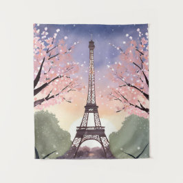 Tapiz Torre Eiffel en Flor | París Francia Acuarela