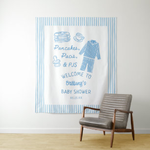 Tapiz Tortitas, Paz y PJs Bienvenida al Baby Shower de N