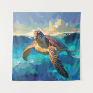 Tapiz Tortuga marina en vibrante pintura oceánica