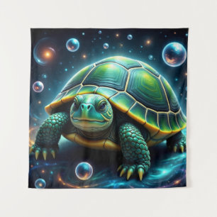 Tapiz Tortuga marina galáctica verde
