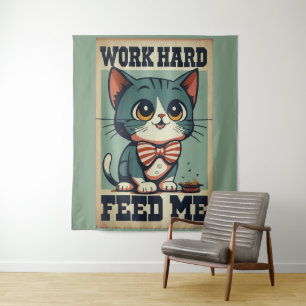 Tapiz Trabajar duro gato viejo