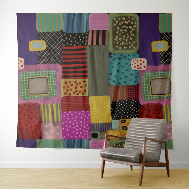 Tapiz trabajo de retales efecto patchwork (In situ (horizontal))